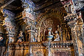 The great Chola temples of Tamil Nadu - The Brihadishwara Temple of Thanjavur. Brihadnayaki Temple (Amman temple) sculptures inside the mandapa. 